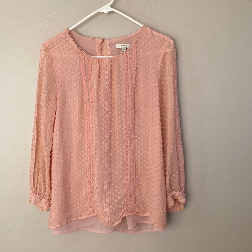 J Crew Swiss Dot Coquette Blouse  Button Back Lined Size 4